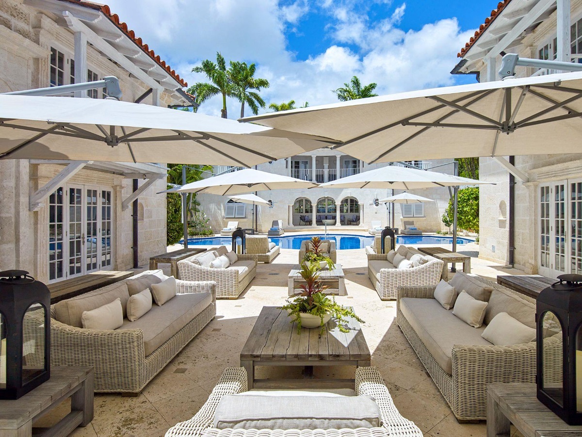 Outdoor seating at Bachelor Hall in Barbados
