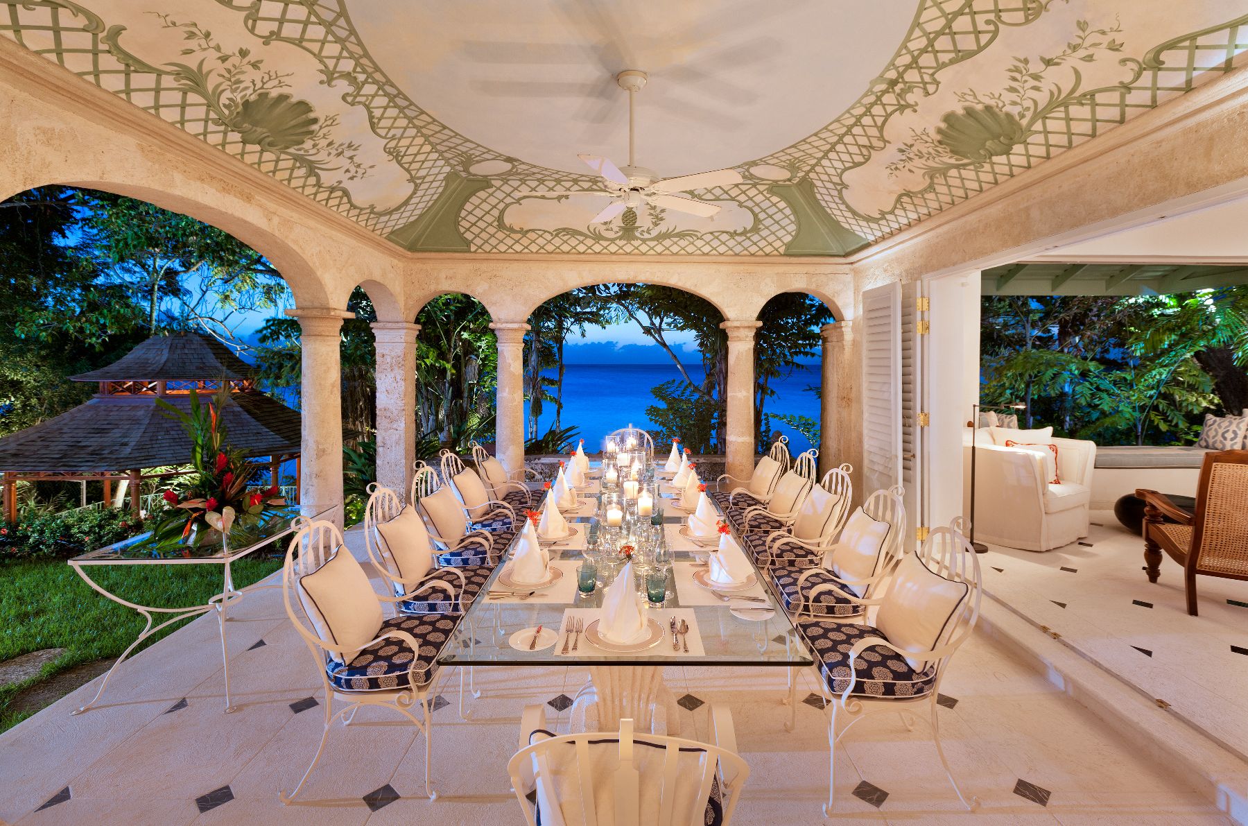 Dining table at Crystal Springs in Barbados