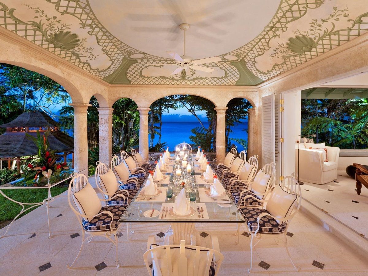 Dining table at Crystal Springs in Barbados