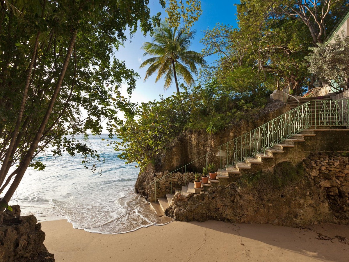 Steps down to the beach at Crystal Springs in Barbados