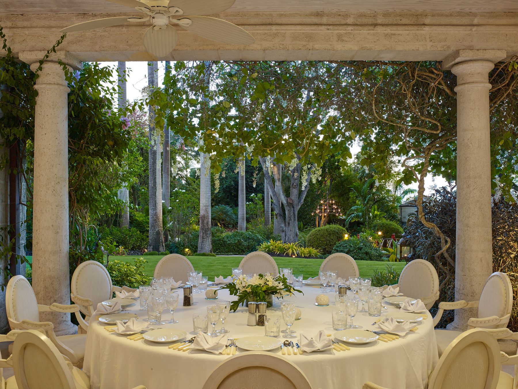 Outdoor dining area at Laughing Waters in Barbados
