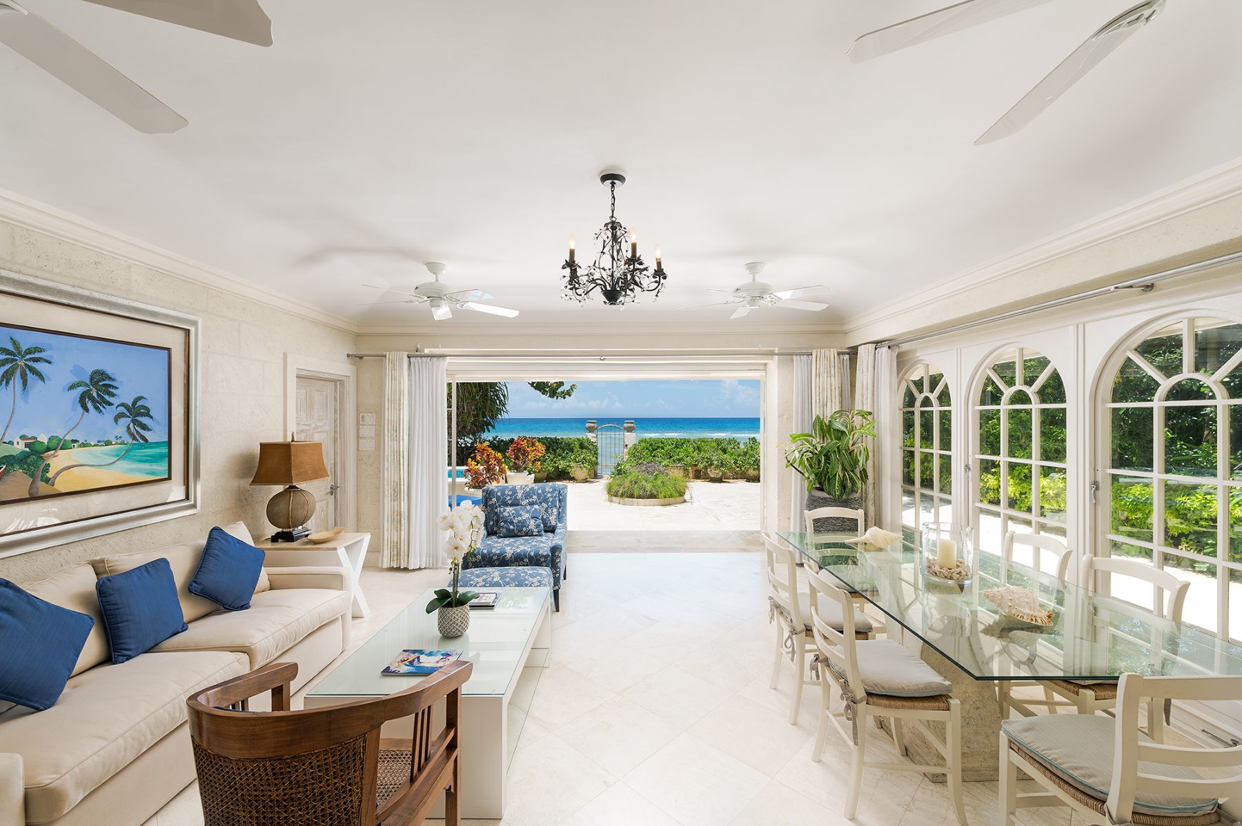 Living and dining room at Leamington Estate in Barbados