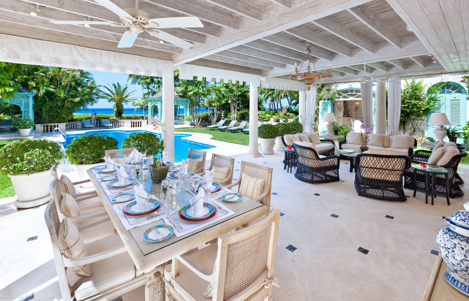 Outdoor dining at Leamington Estate in Barbados