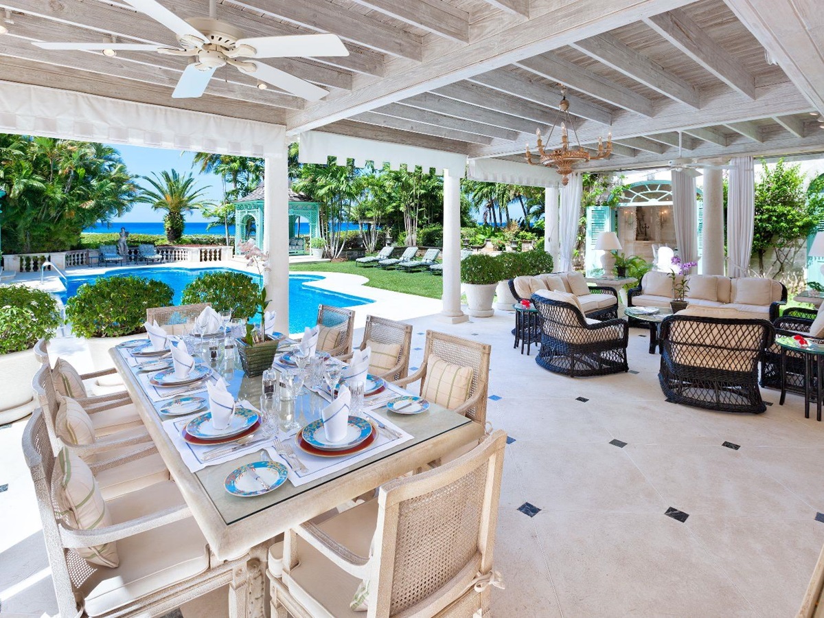 Outdoor dining at Leamington Estate in Barbados