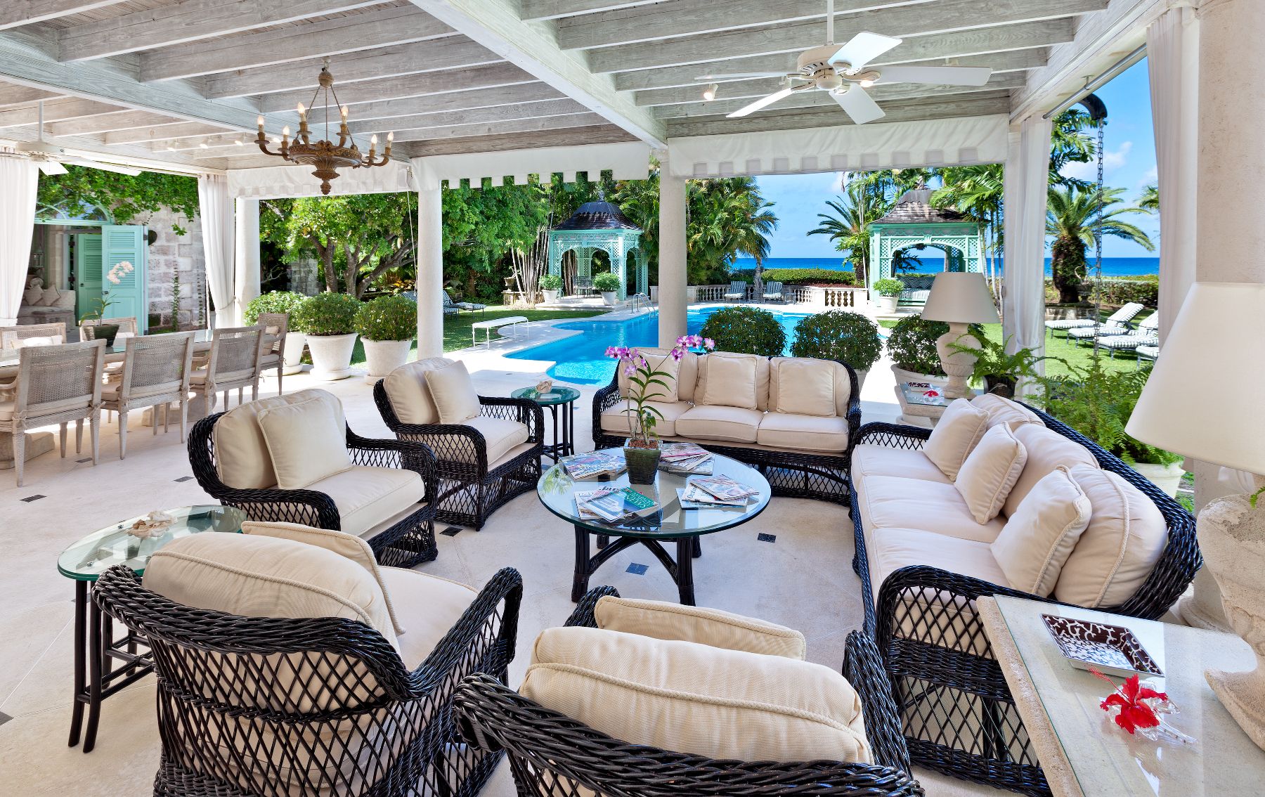 Outdoor seating at Leamington Estate in Barbados