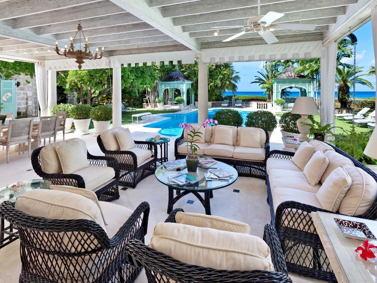 Outdoor seating at Leamington Estate in Barbados