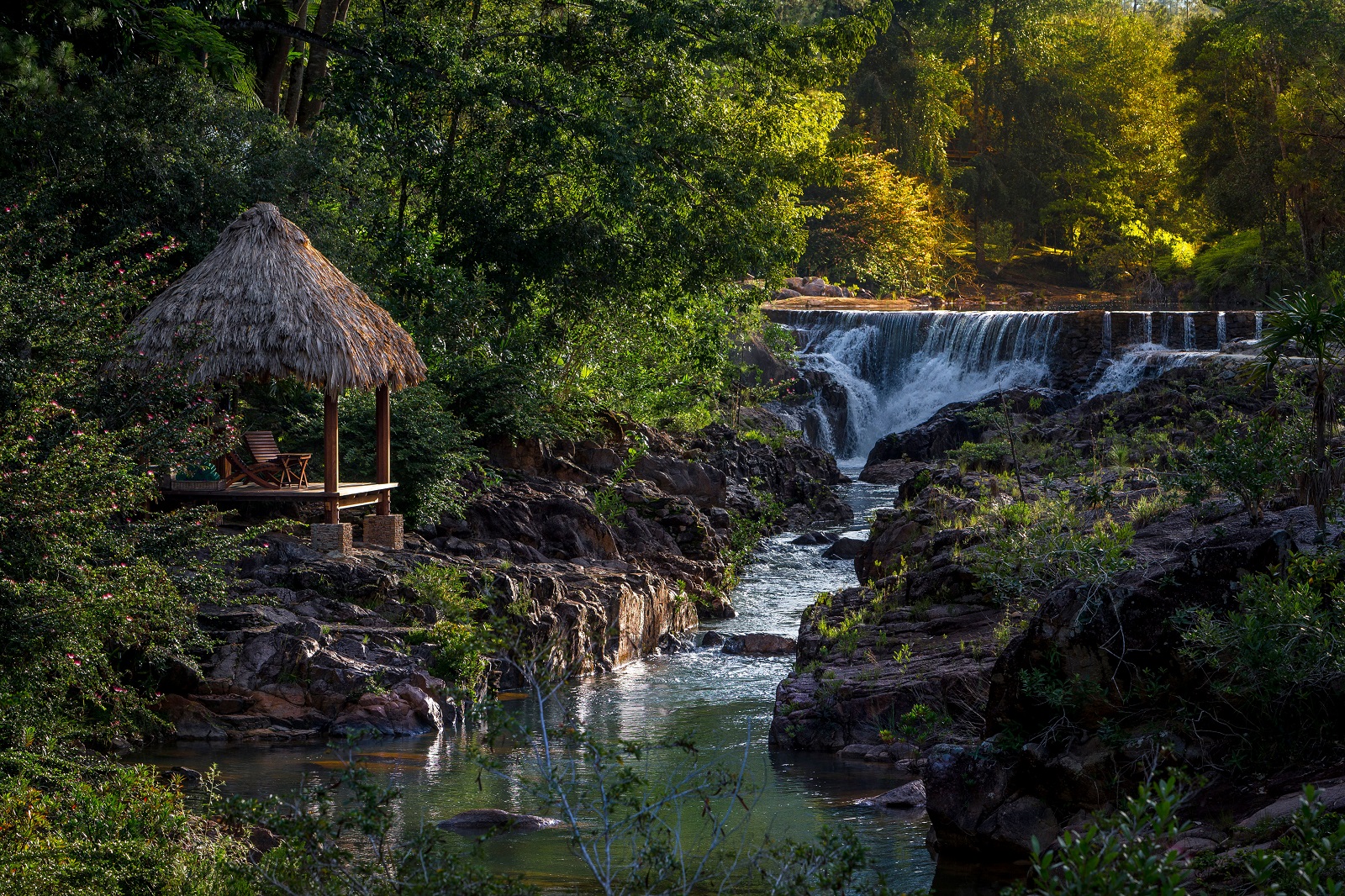 Waterfalls at Blancaneaux Lodge in Belize 