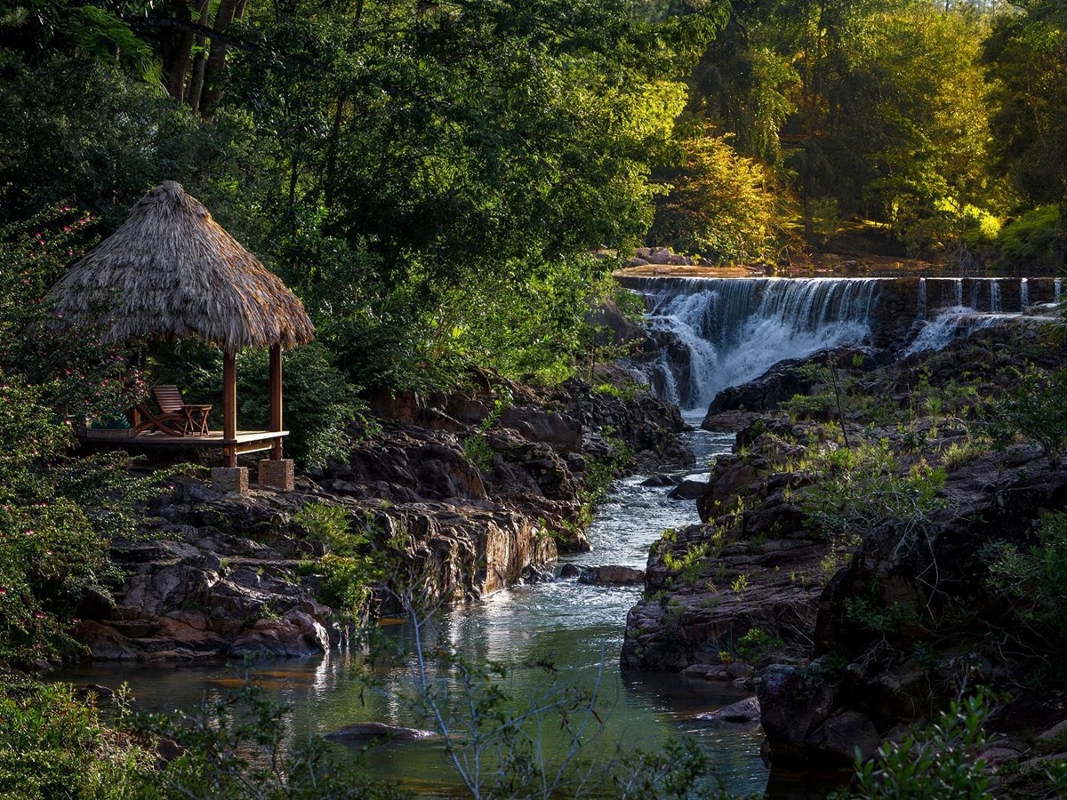 Waterfalls at Blancaneaux Lodge in Belize