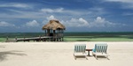 The beach at Victoria House resort on Ambergris Caye Belize