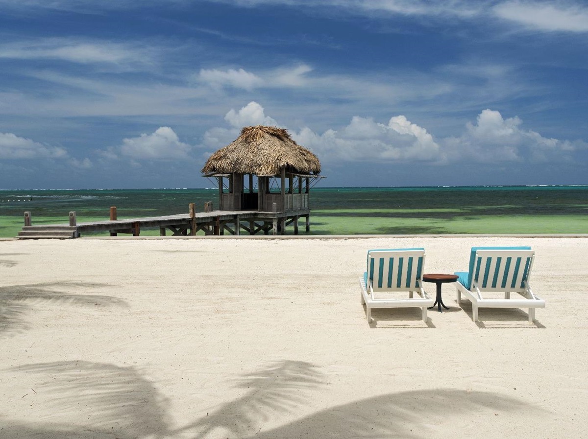 The beach at Victoria House resort on Ambergris Caye Belize