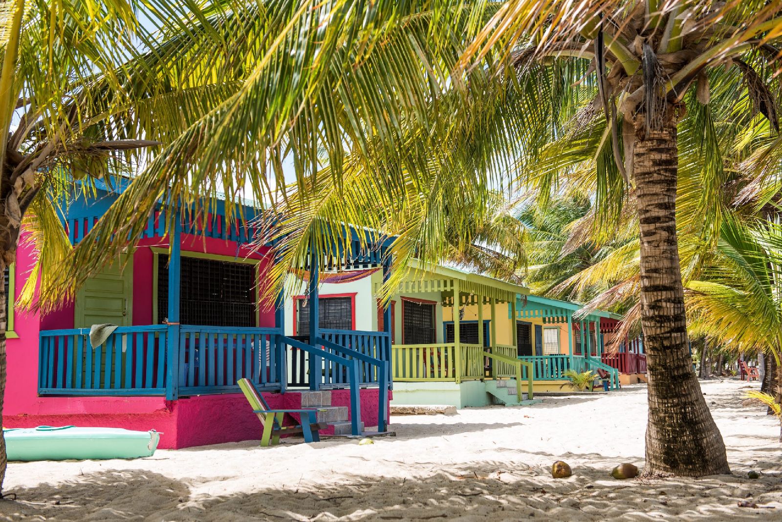 Colourful beachside houses in Placencia, Belize
