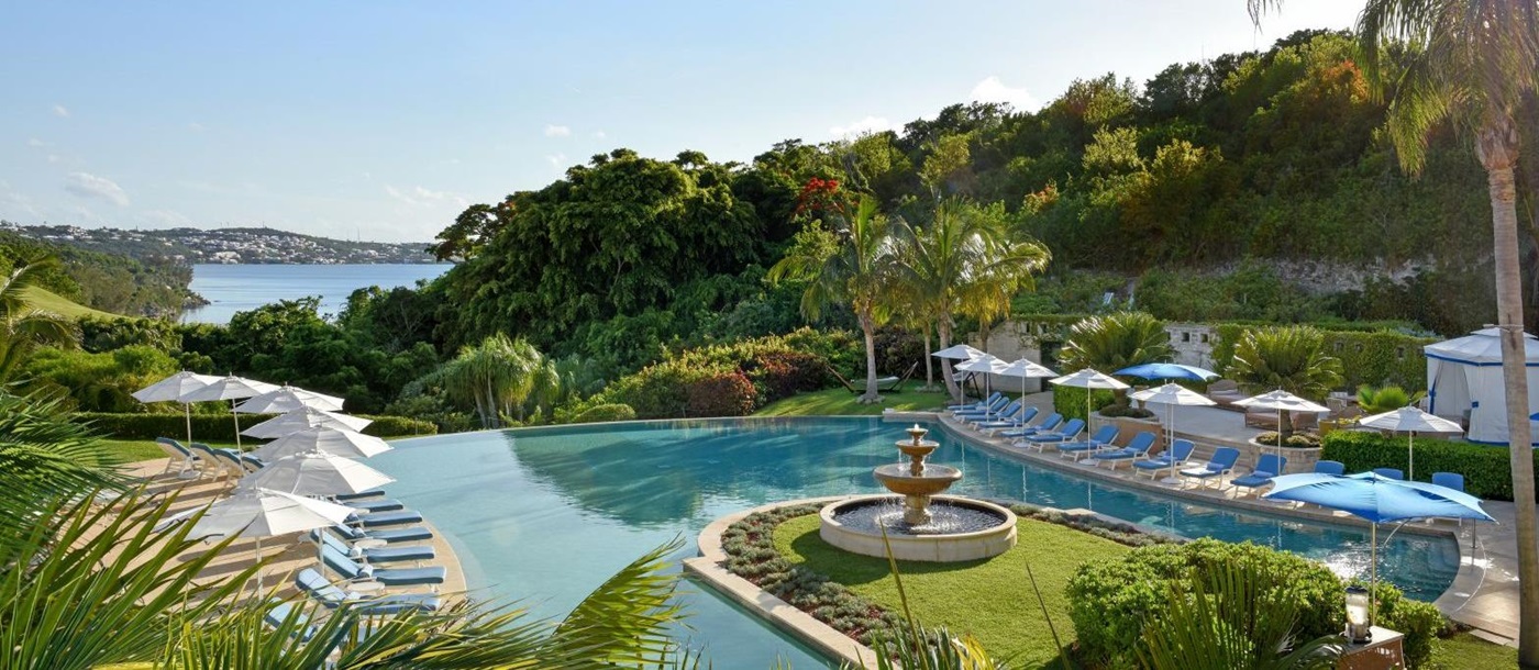 The swimming pool and grounds at the Rosewood Bermuda