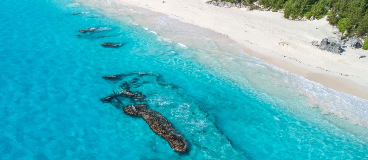 Aerial view of the Bermuda coastline