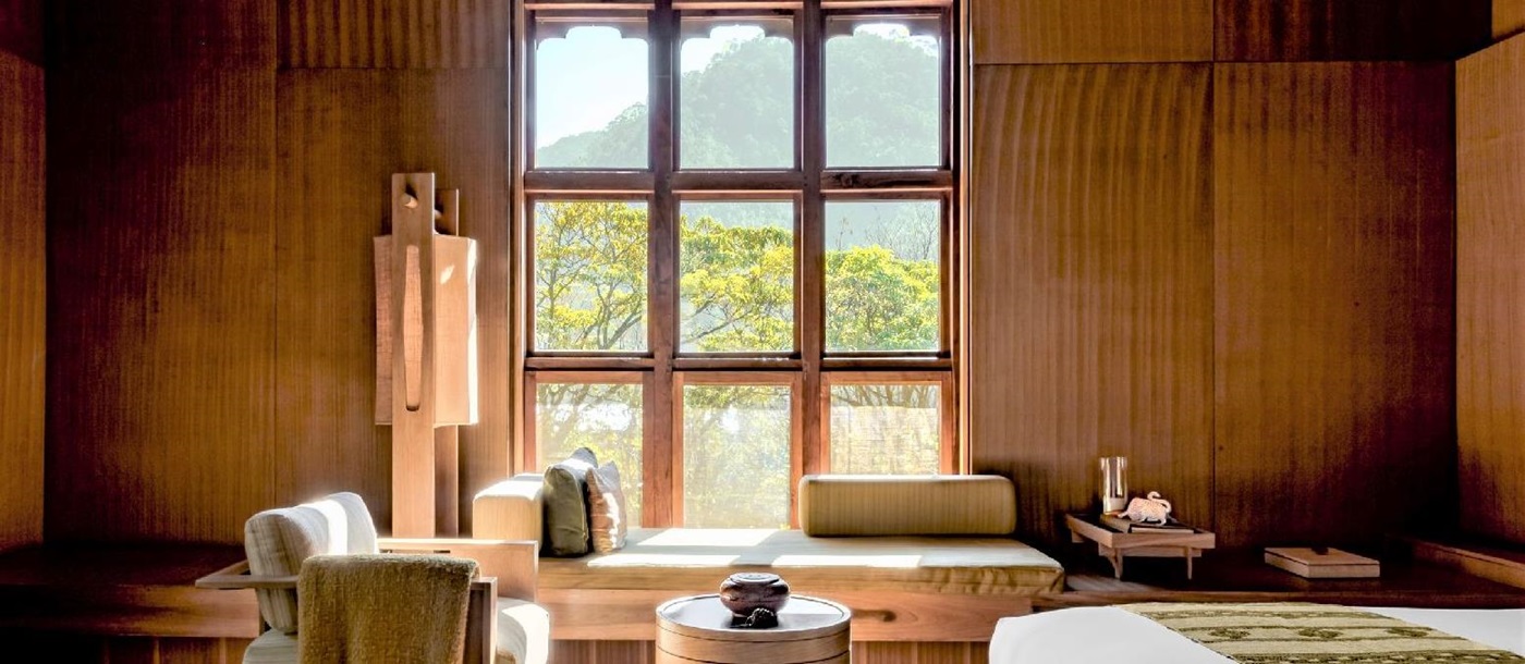 Suite with forest views at the Amankora Bumthang lodge in Bhutan