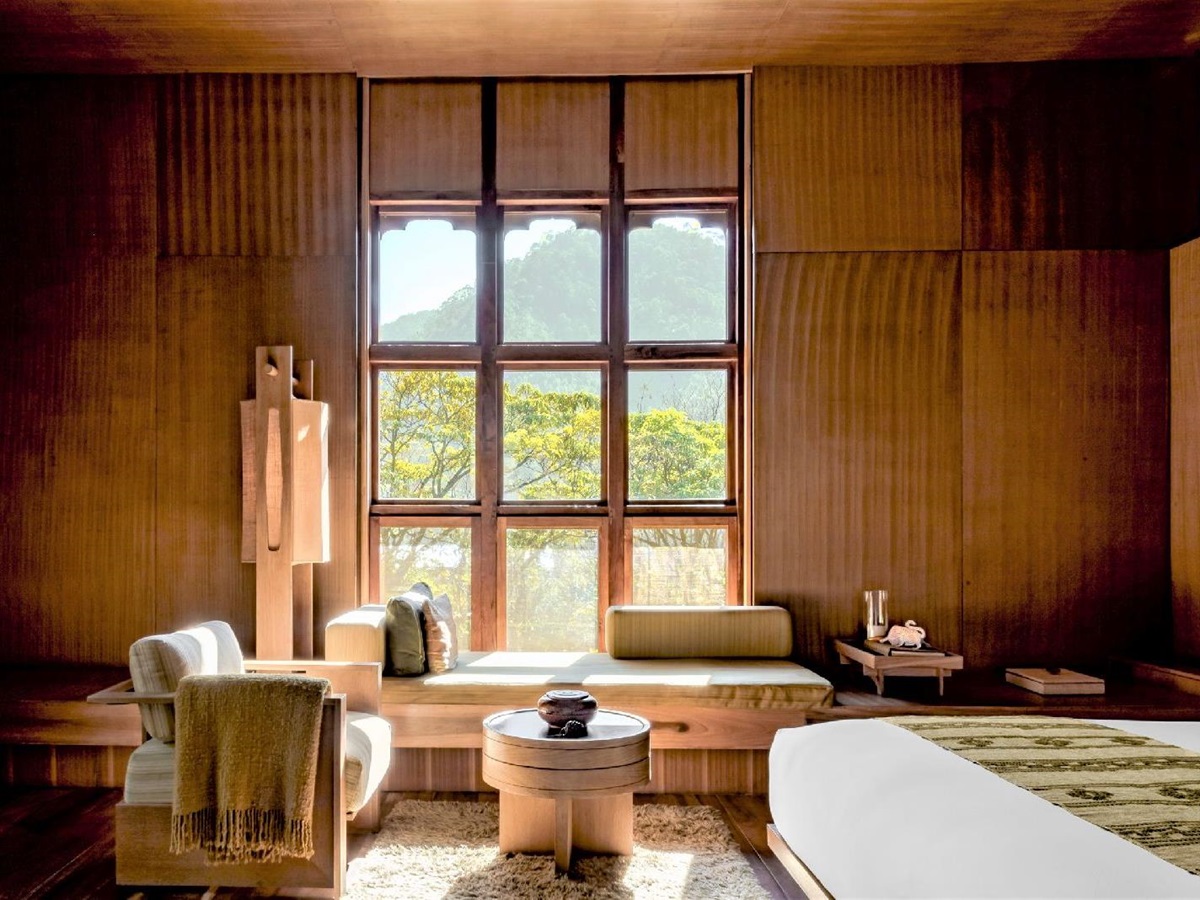Suite with forest views at the Amankora Bumthang lodge in Bhutan