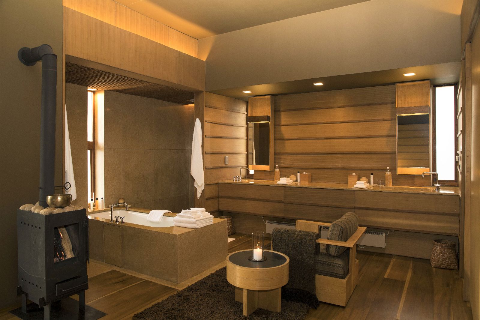 Bathroom of a suite at the Amankora Gangtey in Bhutan