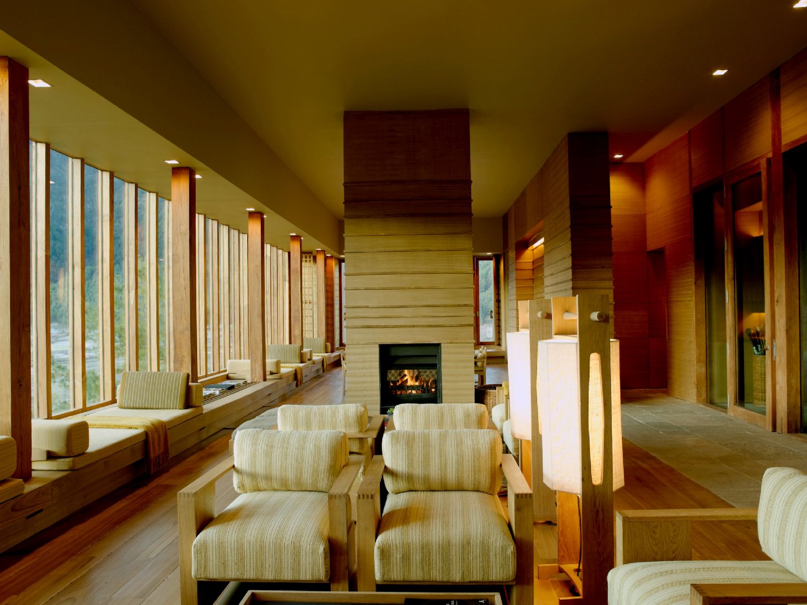 Spacious lounge at the Amankora Gangtey in Bhutan