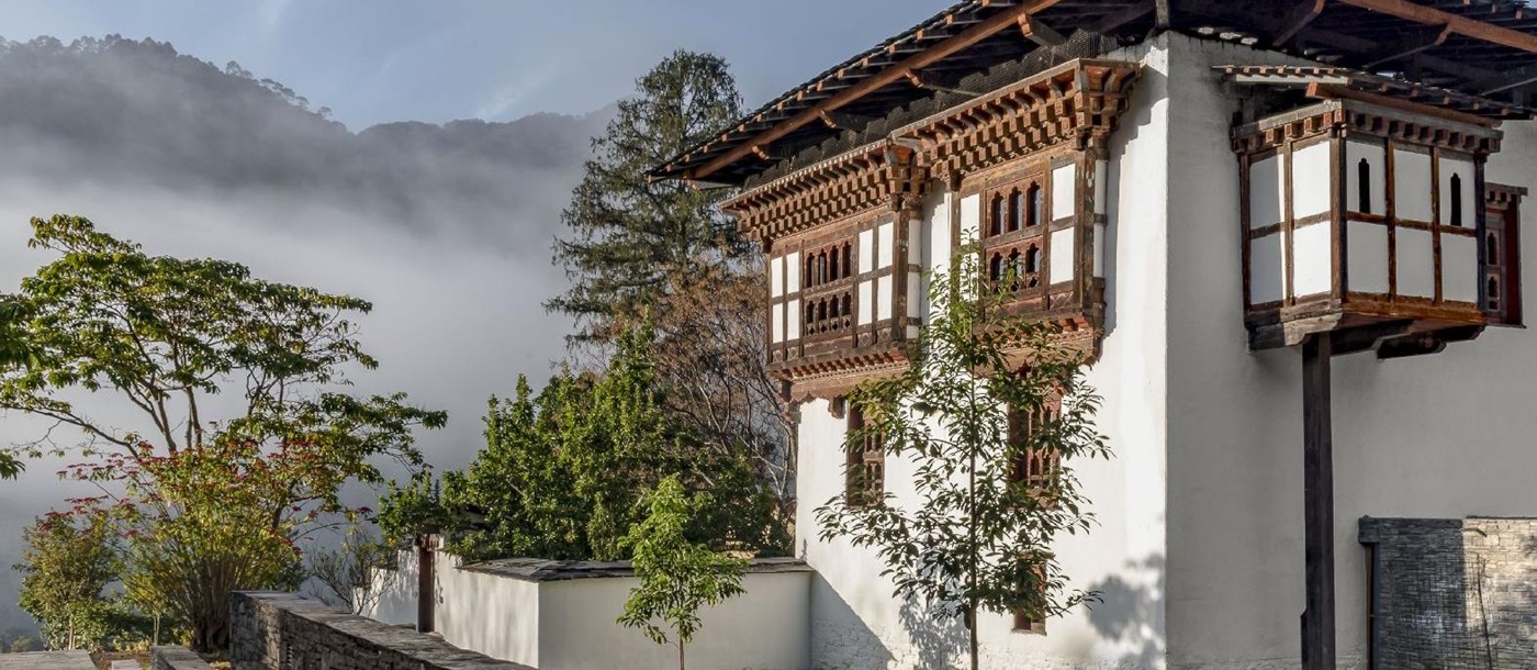 Exterior of the historic farmhouse at Amankora Punakha in Bhutan