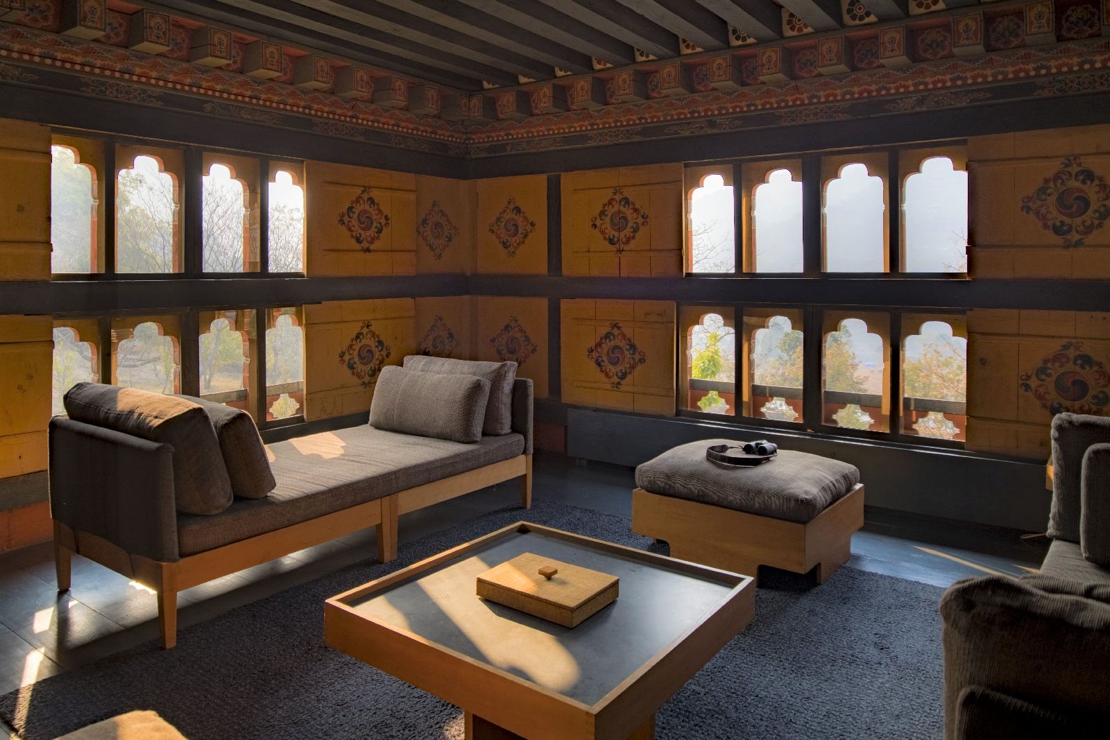 Cosy interiors of the farmhouse at Amankora Punakha in Bhutan
