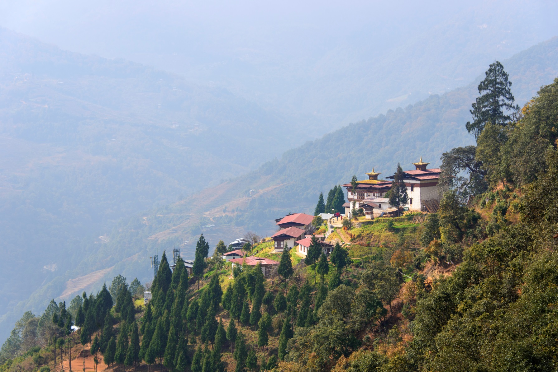 The hillside of Amankora Punakha, Bhutan