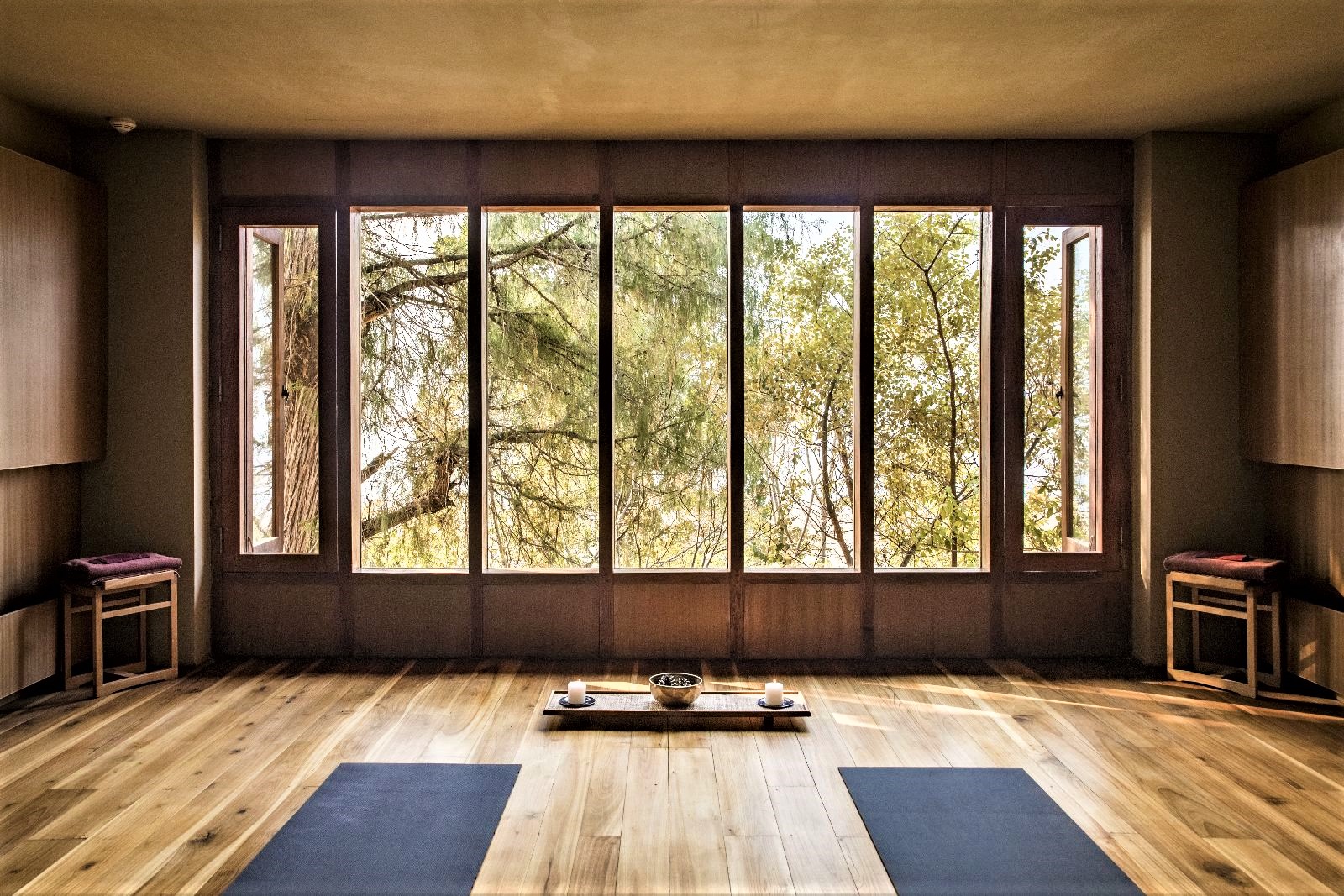 Yoga room in the wellness area at Amankora Punakha in Bhutan