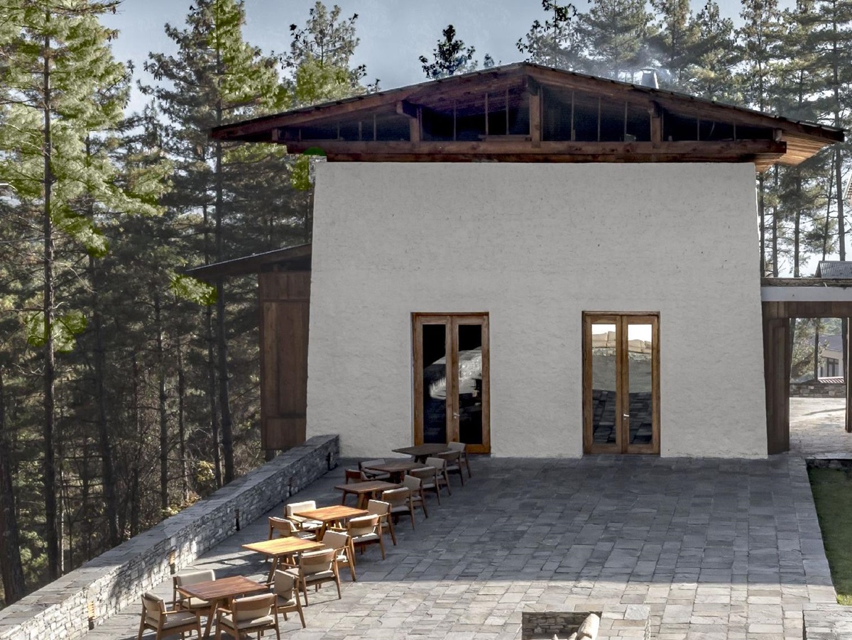 Terrace and mountain views at Amankora Thimphu in Bhutan