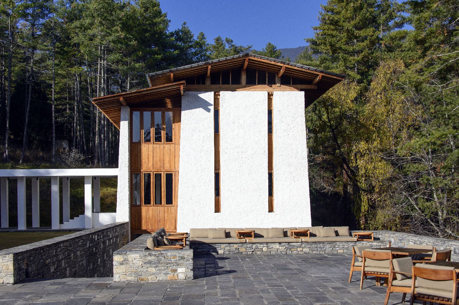 Outdoor terrace at Amankora Thimphu in Bhutan