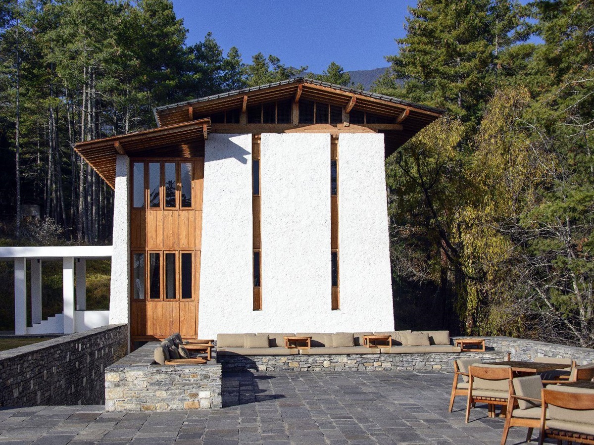 Outdoor terrace at Amankora Thimphu in Bhutan