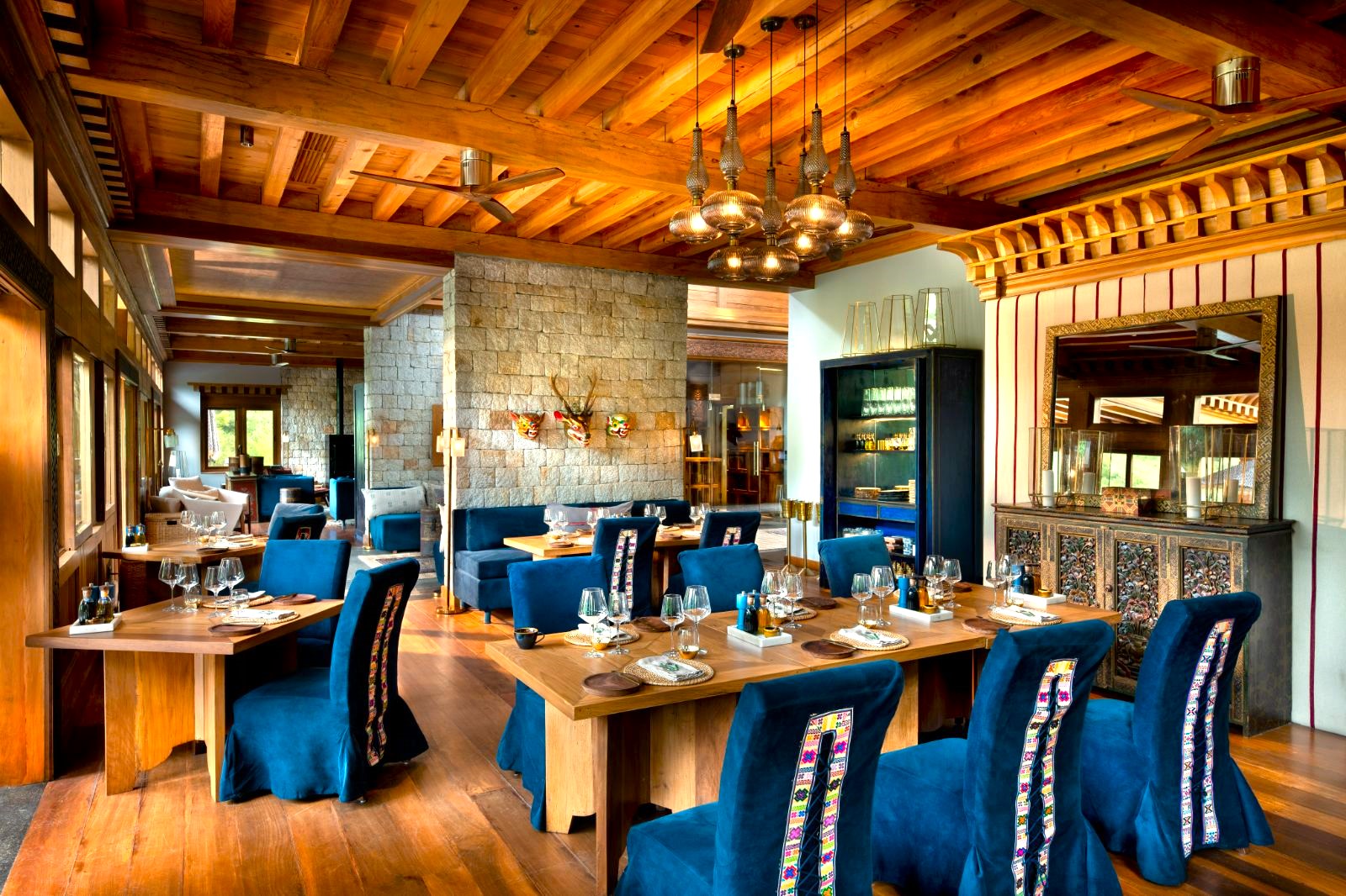 Restaurant at &beyond Punakha River Lodge in Bhutan