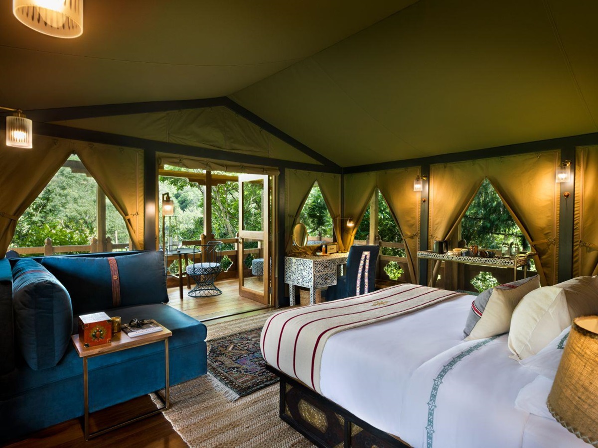Tented suite interior at &Beyond Punakha River Lodge in Bhutan