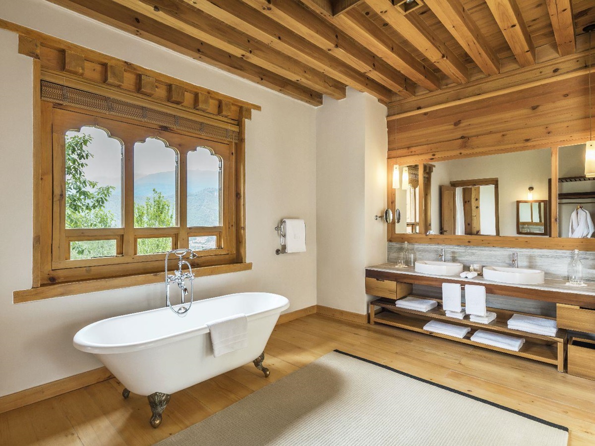 Bathroom of a One Bedroom Villa at the COMO Uma Paro Bhutan
