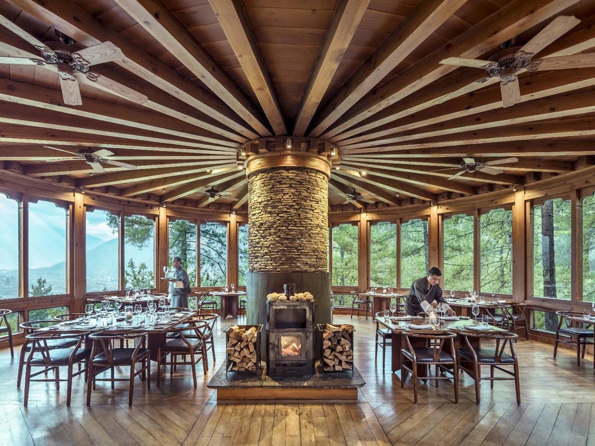 The restaurant at the COMO Uma Paro Bhutan