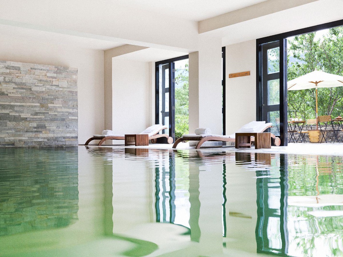 Indoor swimming pool at the COMO Uma Paro Bhutan