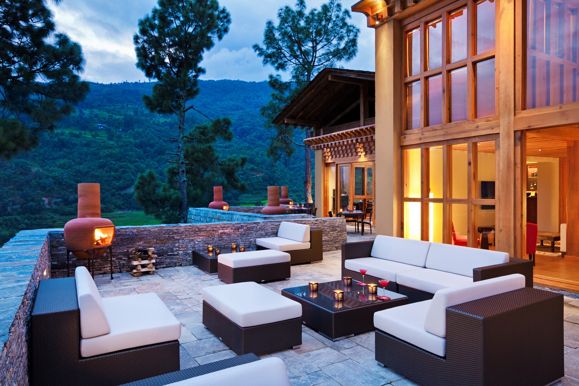 The terrace at dust of Como Uma and Punakha, Bhutan