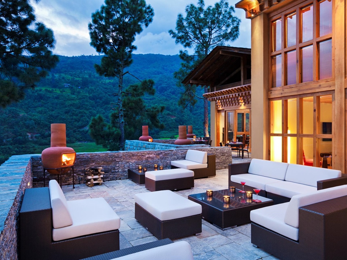 The terrace at dust of Como Uma and Punakha, Bhutan