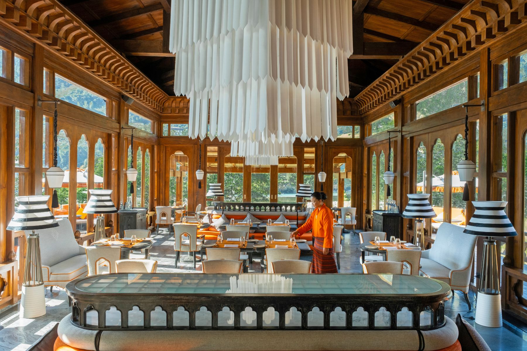 Restaurant at Pemako Punakha luxury hotel in Bhutan