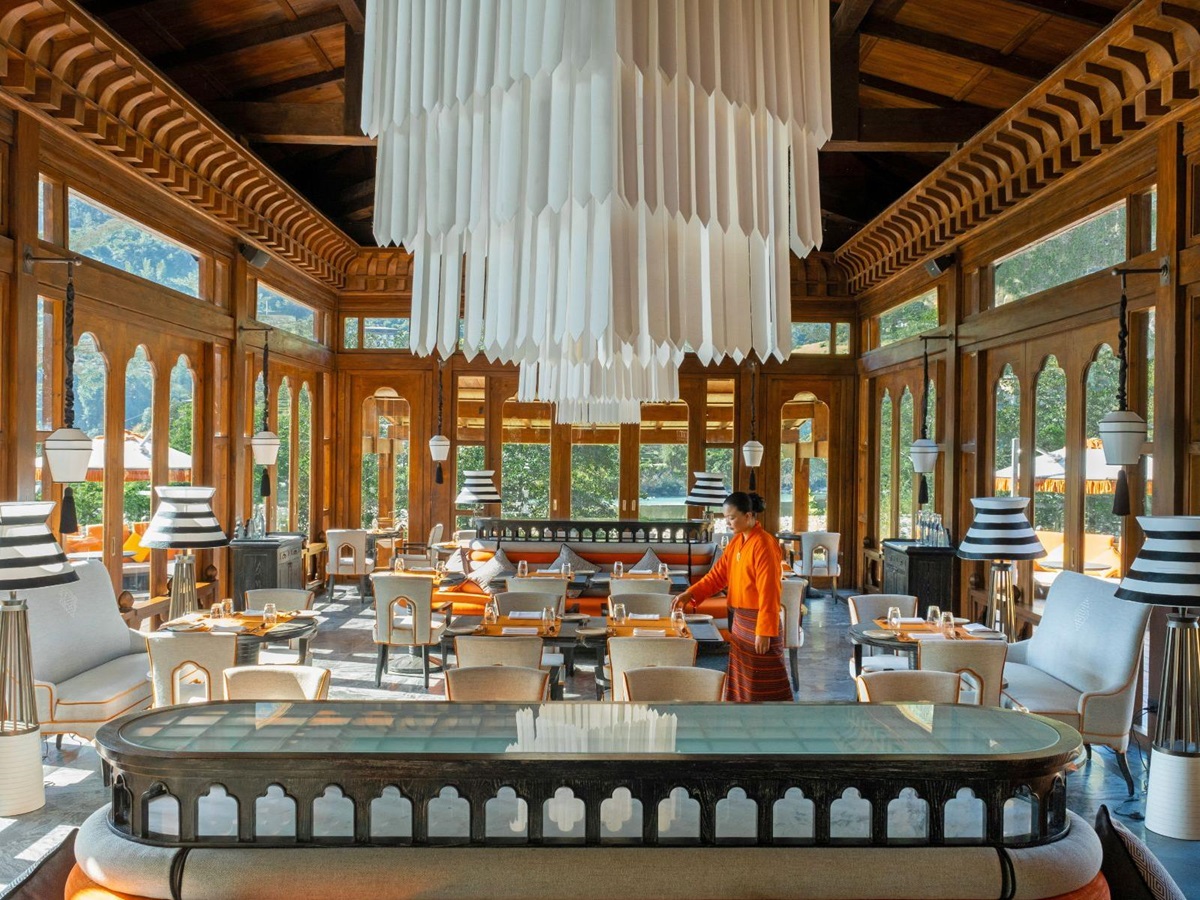 Restaurant at Pemako Punakha luxury hotel in Bhutan