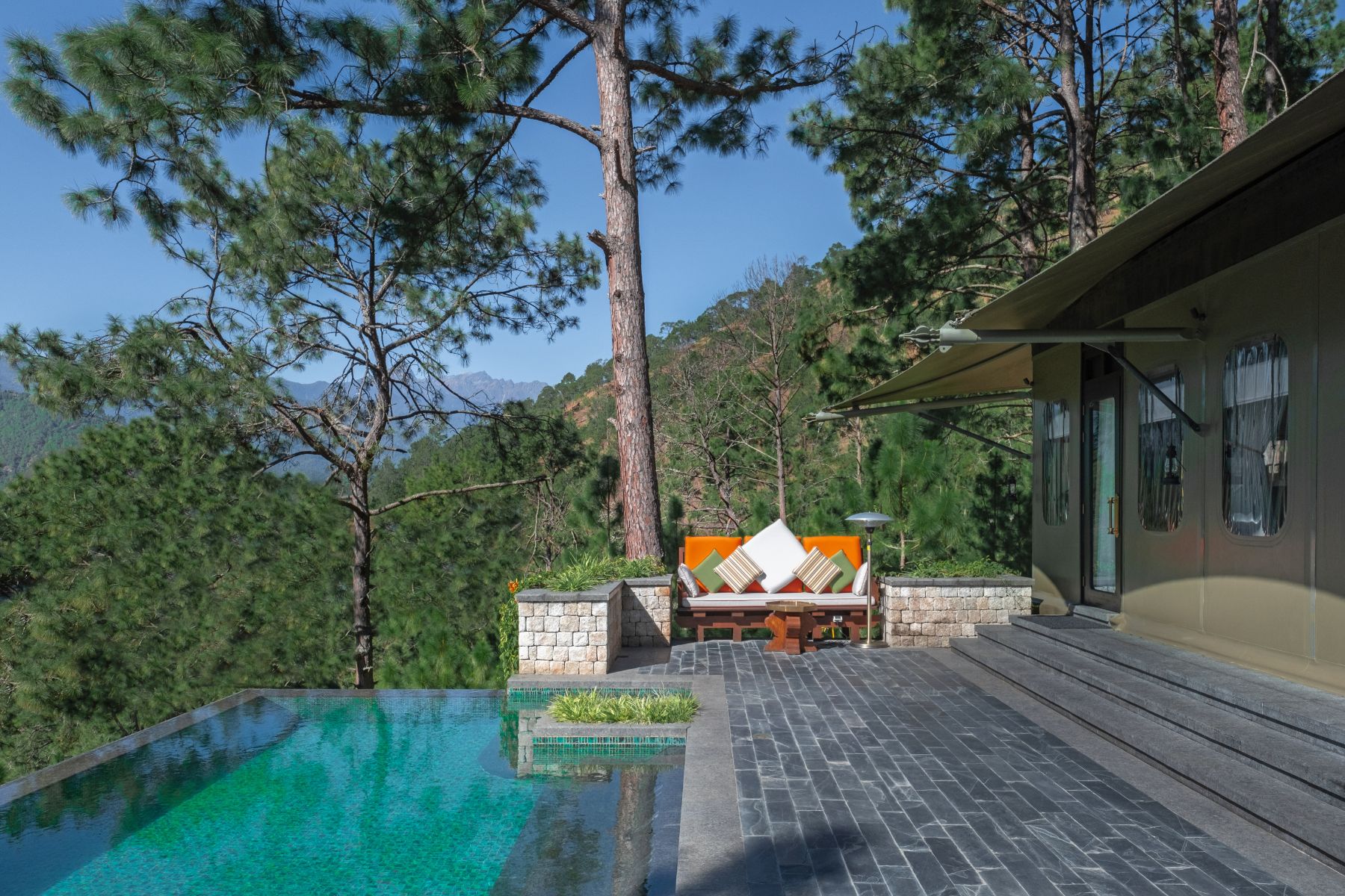 Villa swimming pool at Pemako Punakha in Bhutan
