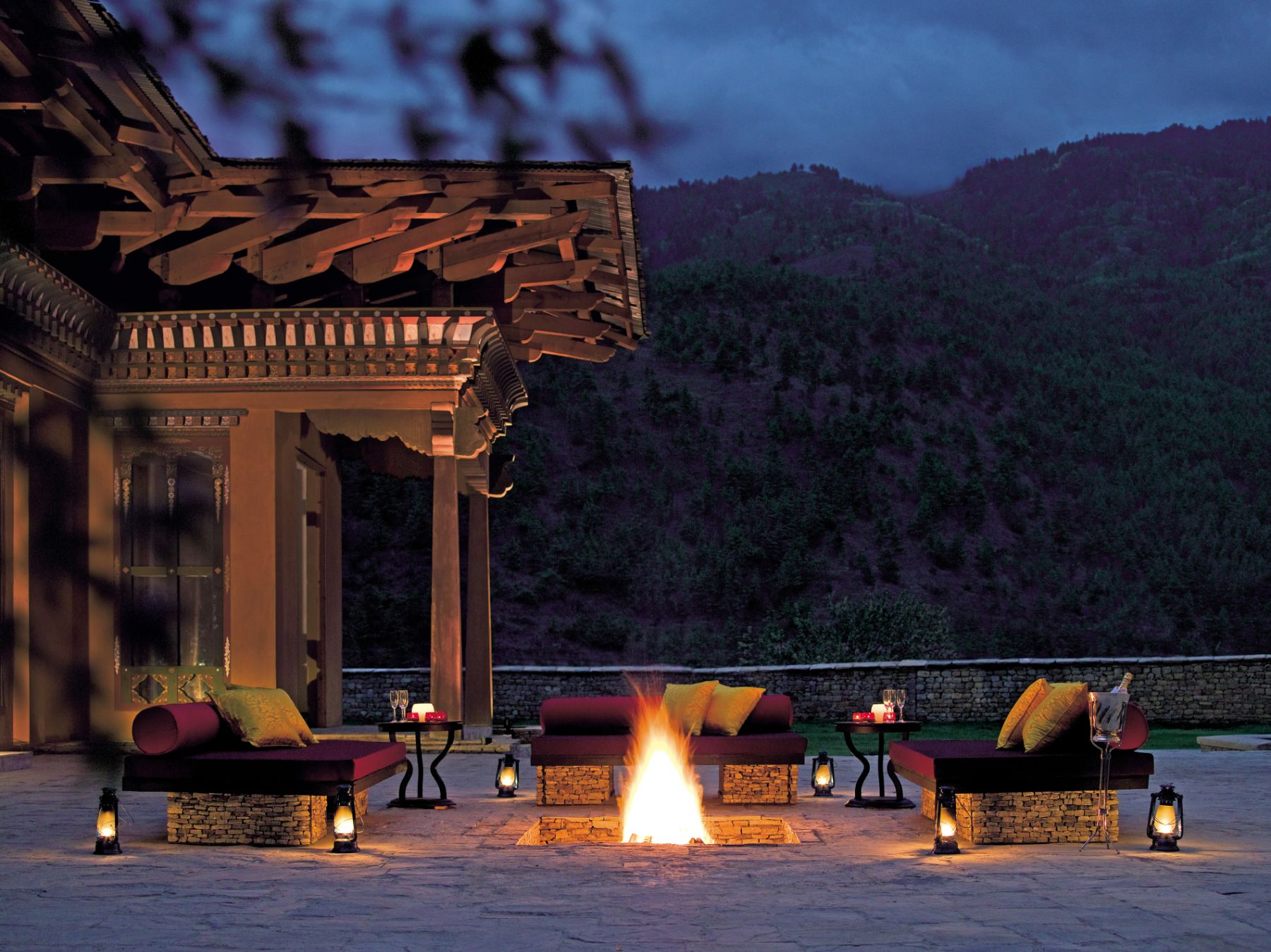 Firepit at Pemako Thimphu luxury hotel n Bhutan