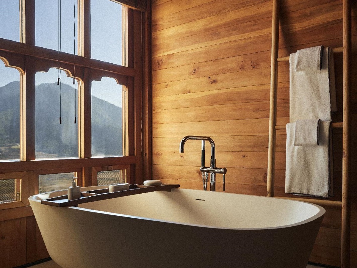 Bathroom of a suite at Six Senses Gangtey in Bhutan