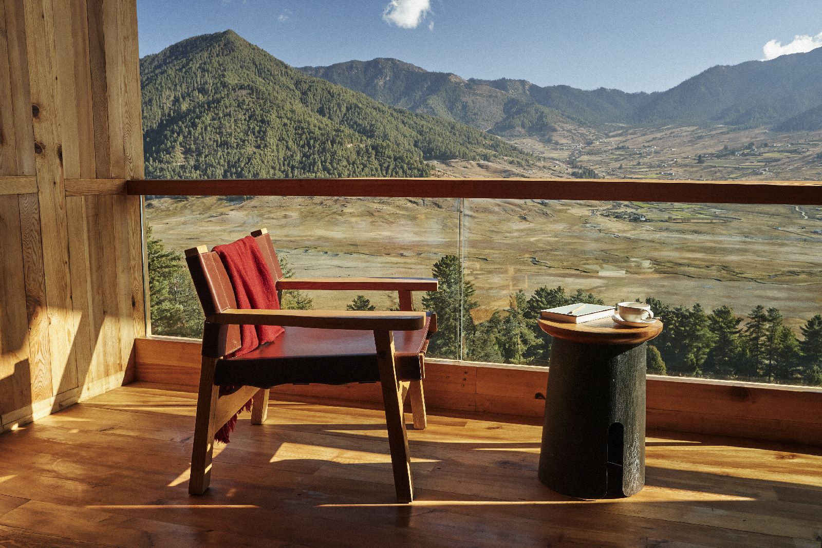 Private terrace of a suite at Six Senses Gangtey in Bhutan
