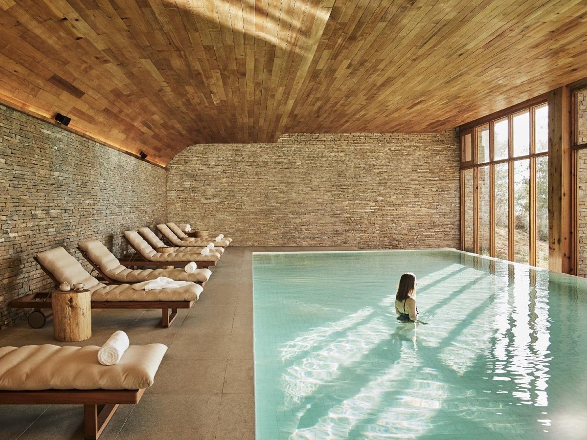 Spa swimming pool at the Six Senses Paro in Bhutan