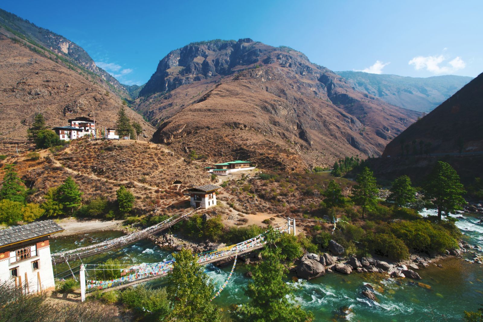 Paro Tachog Lhakhang valley with river