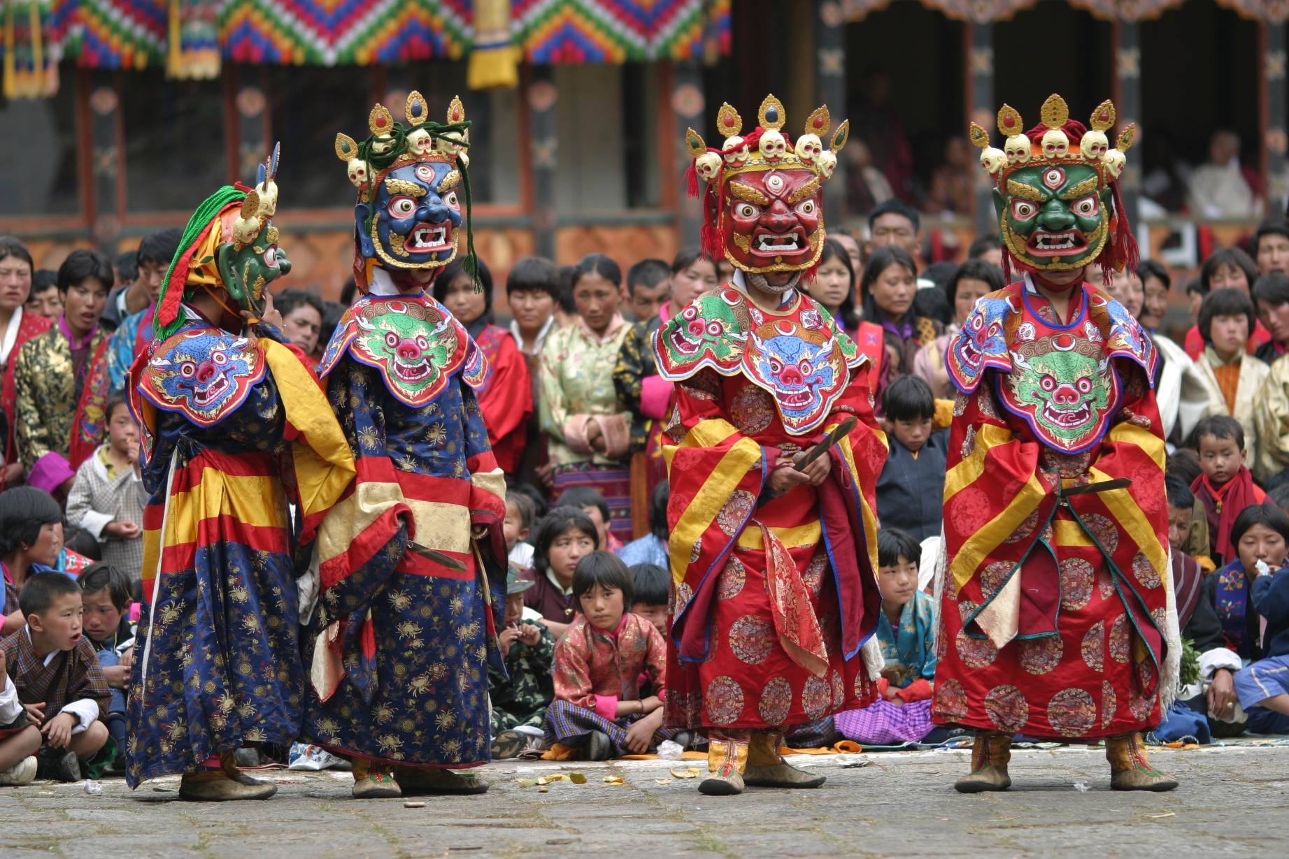 Masked dancers in Bhutan