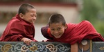 Smiling young monks in Bhutan