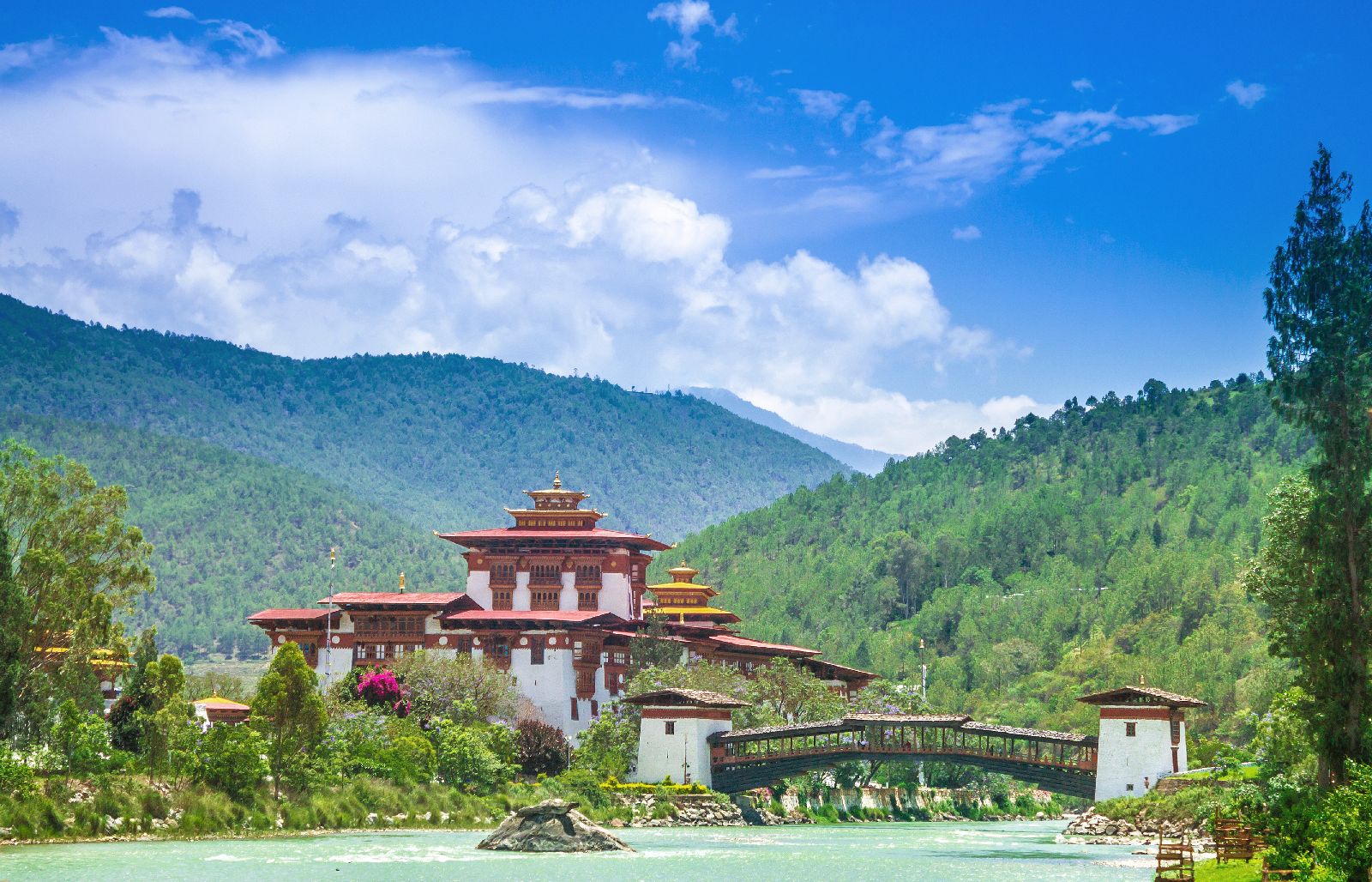 Punakha Dzong riverside temple in Bhutan