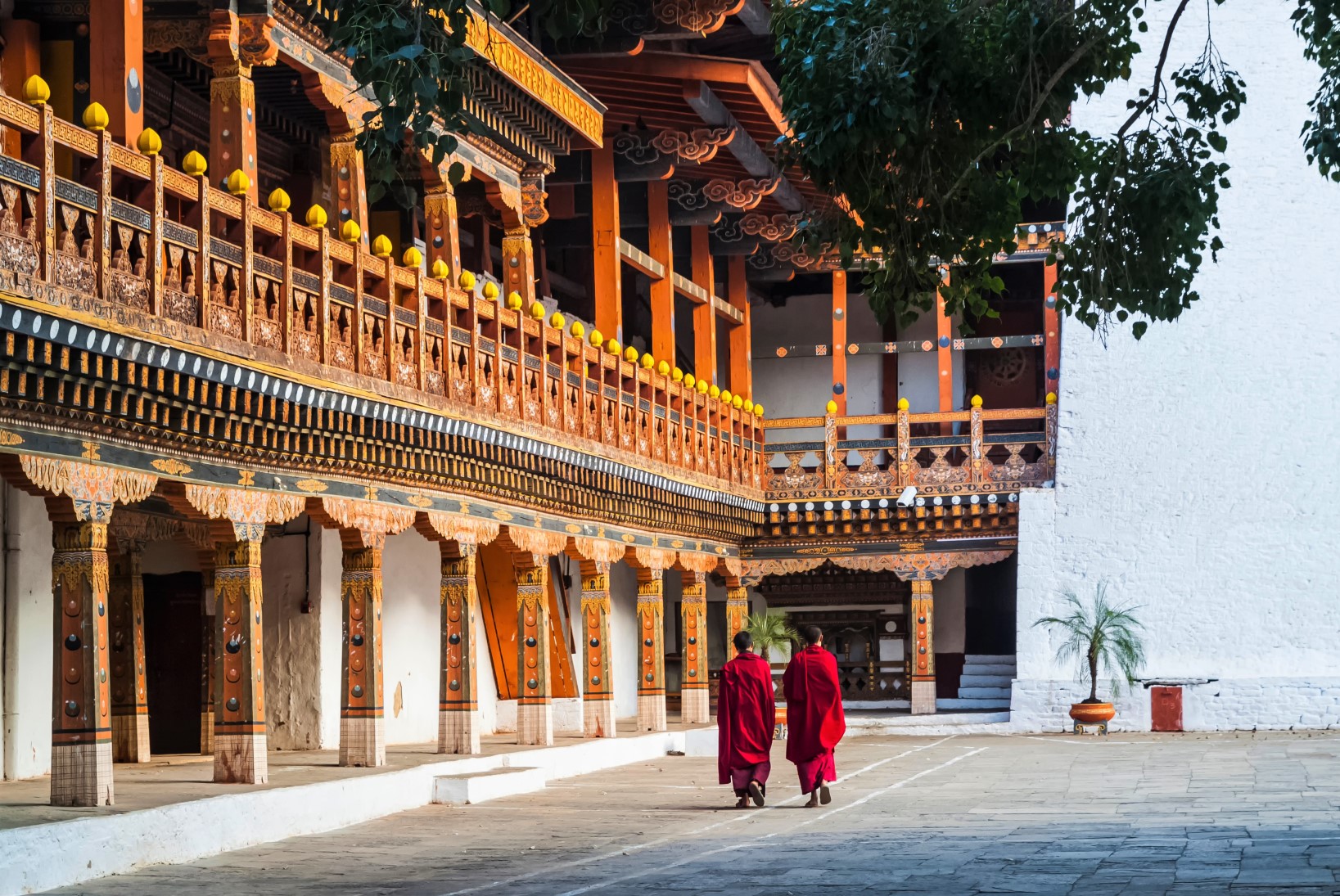 Buddhist monks in Punakha, Bhutan