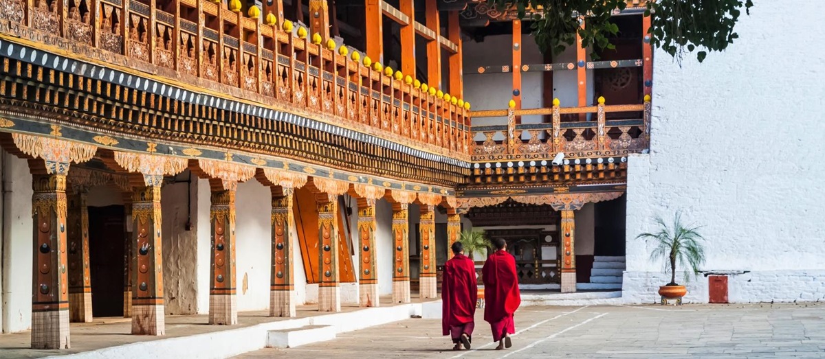 Buddhist monks in Punakha, Bhutan