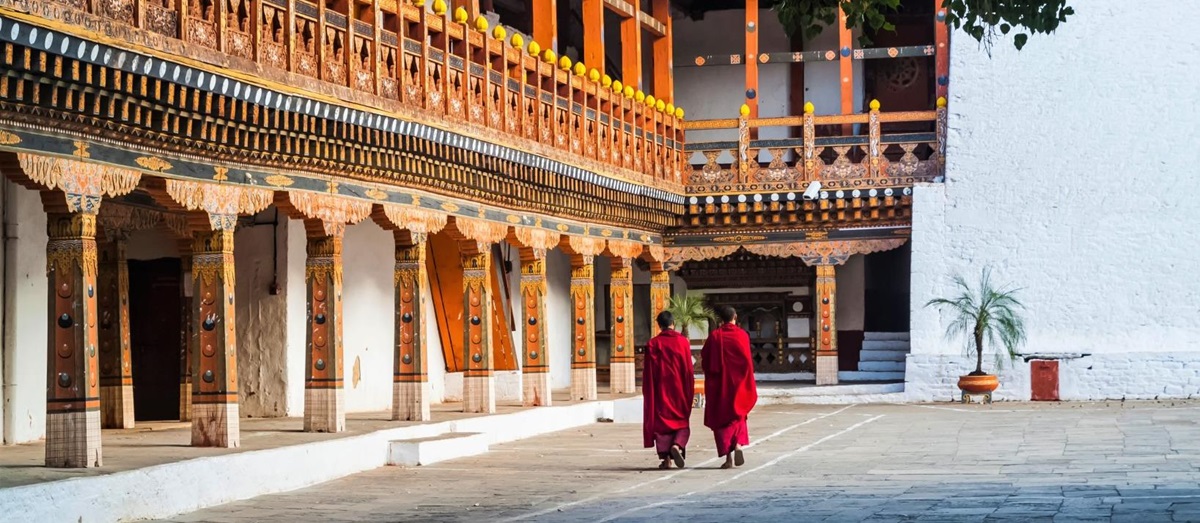 Buddhist monks in Punakha, Bhutan