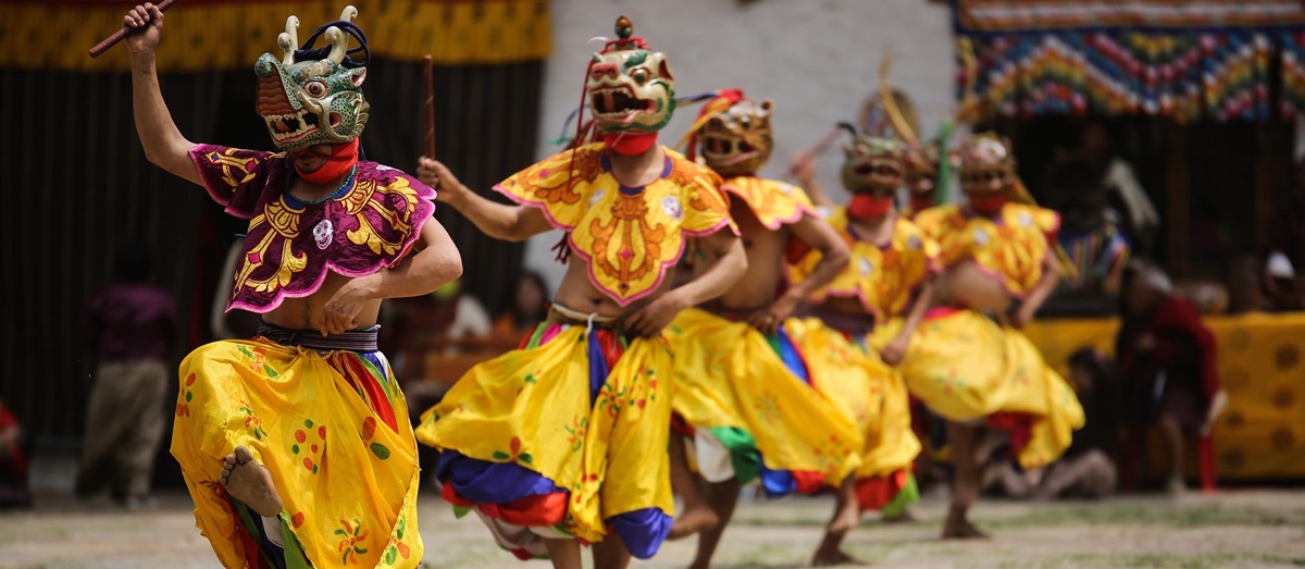 Masked dancers in Bhutan